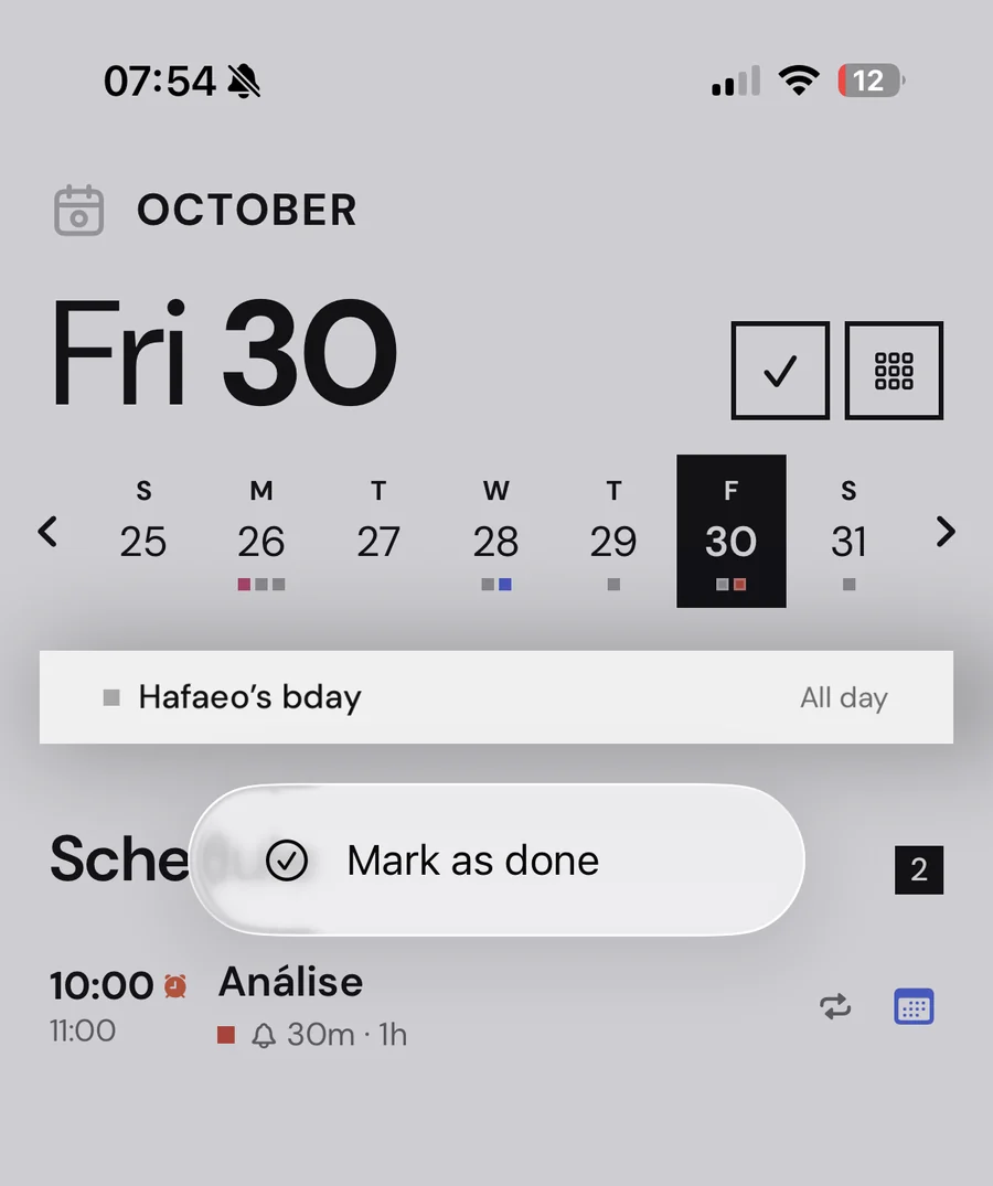 A birthday on the day, with Mark as done
