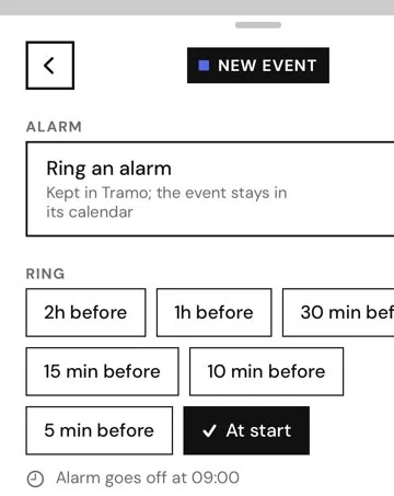 An event’s alarm